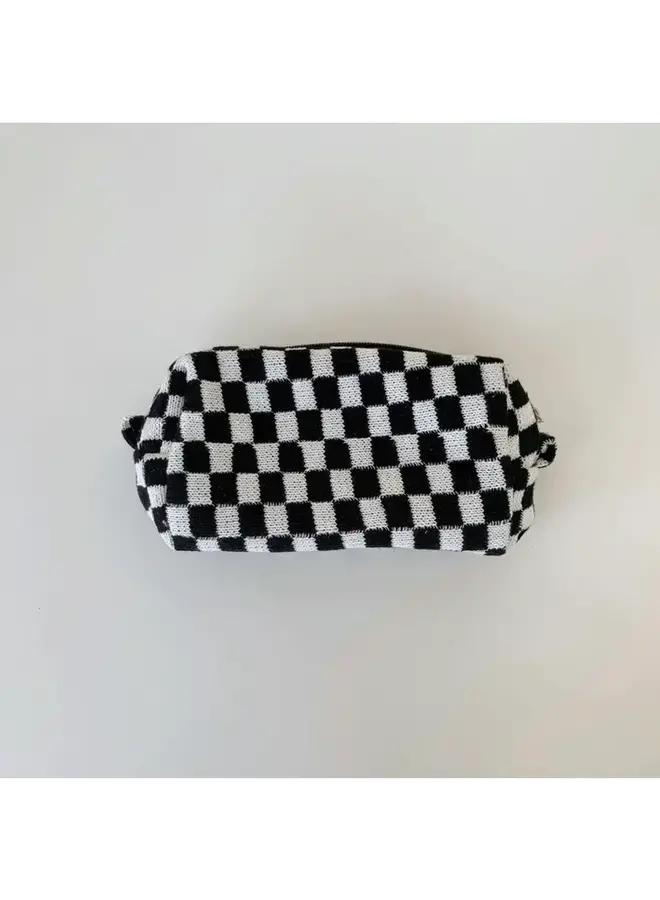 Checkered Pattern Make Up Bag