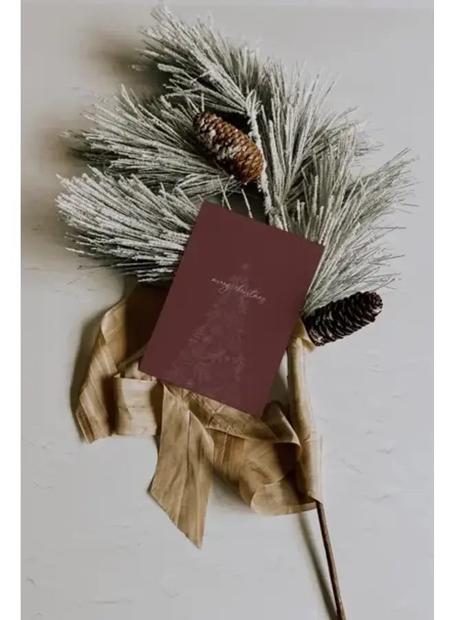 Burgundy Merry Christamas Tree Card