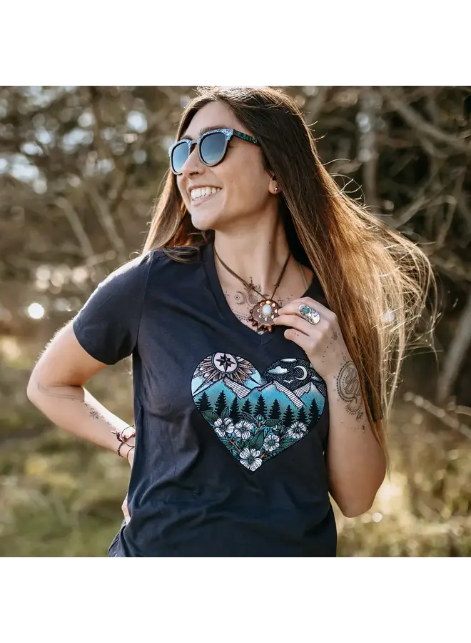 Colourful BC Nature Heart V-Neck Tee