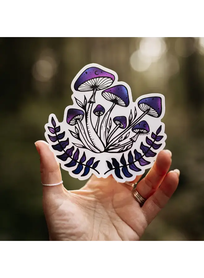 Colourful Galaxy Mushroom Sticker