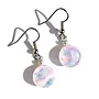 Round Glass Dangle Earrings - Pink Opal