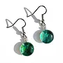 Round Glass Dangle Earrings - Sea Foam Green