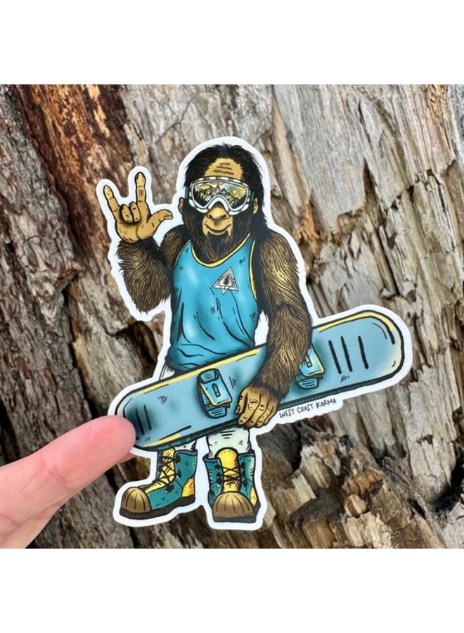 Snowboarding Sasquatch (Colourful) Sticker