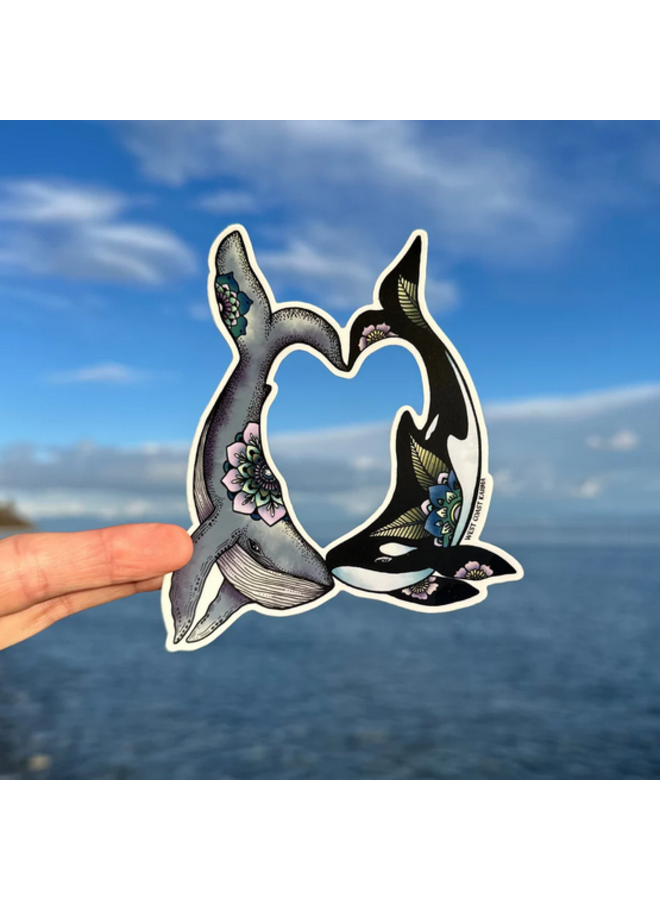 Orca and Humpback Heart (Colourful) Sticker