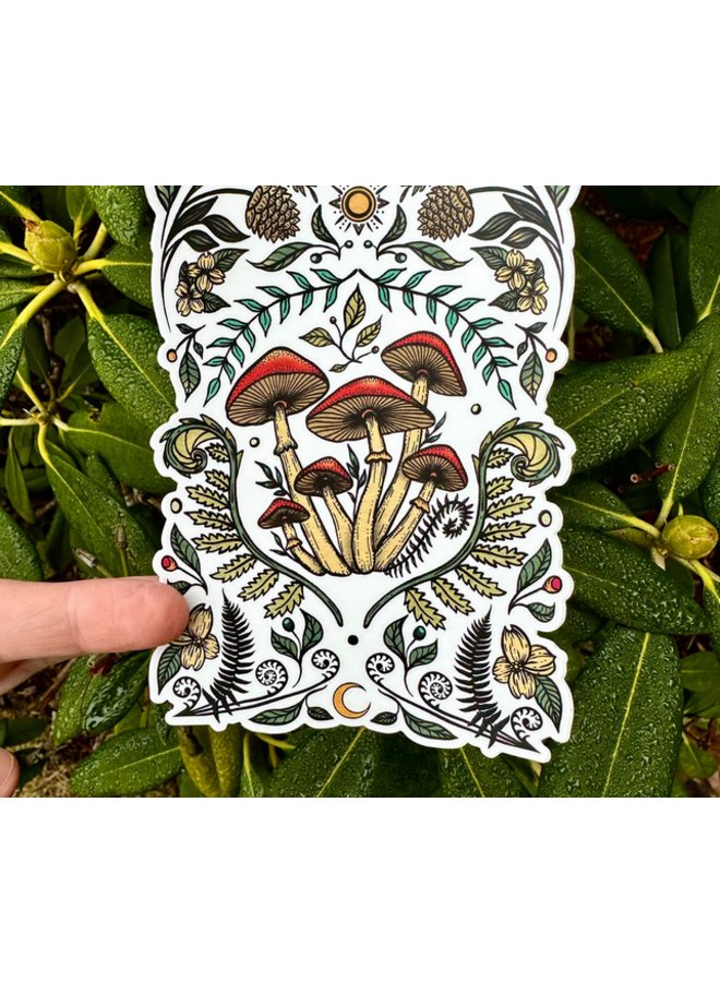 Colourful Cottage Mushroom Sticker