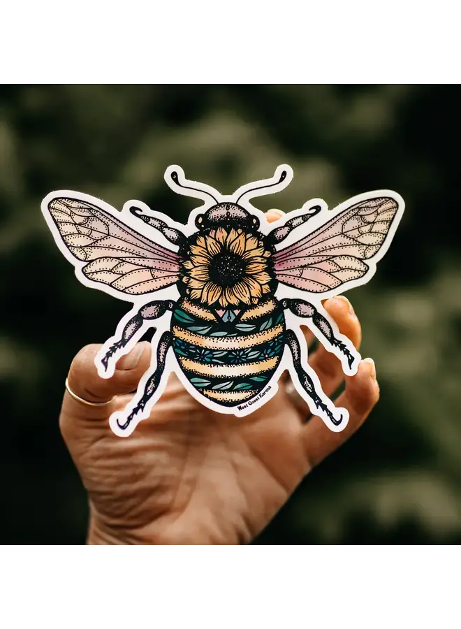 Sunflower Bee Colourful Sticker