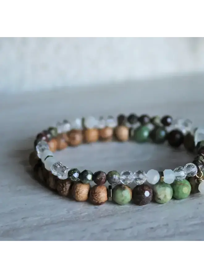 Green Opal + Dragon Blood Jasper Stacker Set