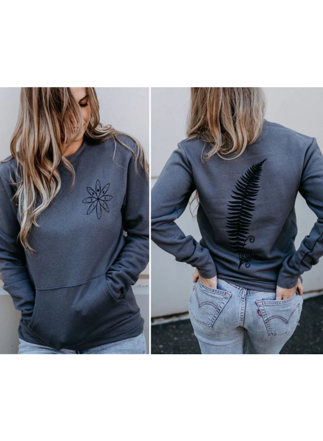 Moon Phase Flower & Fern Pocket Crew
