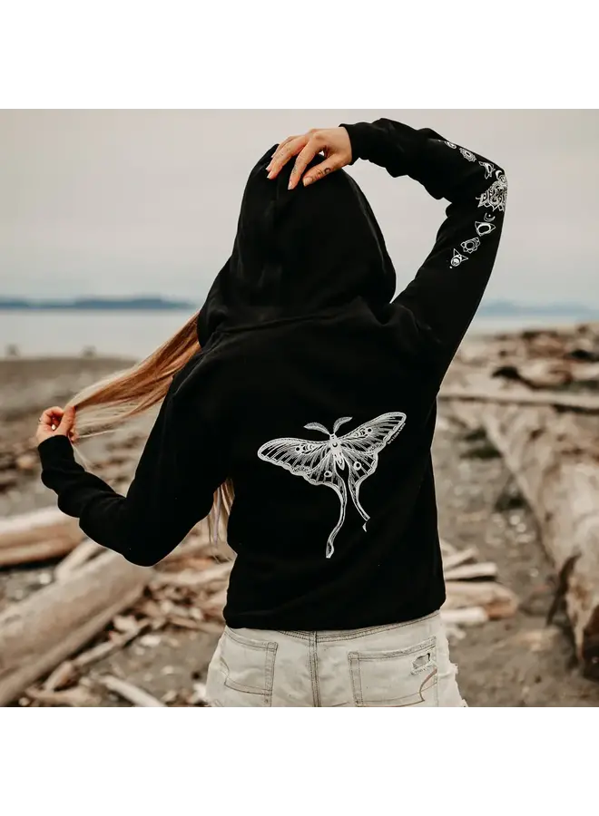 Luna Moth + Lotus Chakra Womens Zip Up Hoodie