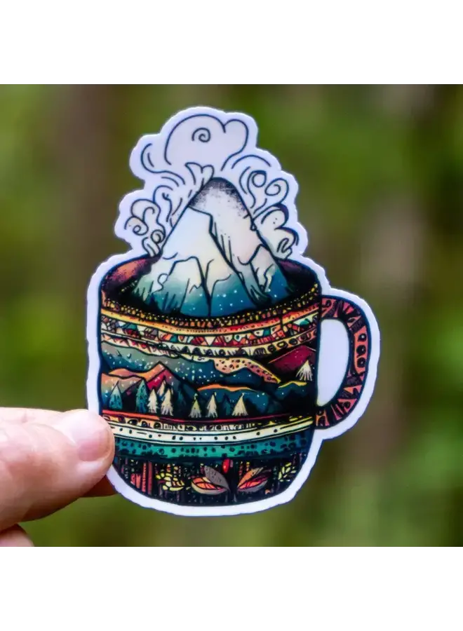 Mountain Coffee Cup Sticker
