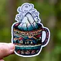 Mountain Coffee Cup Sticker