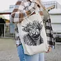 Cow Floral Canvas Tote Bag