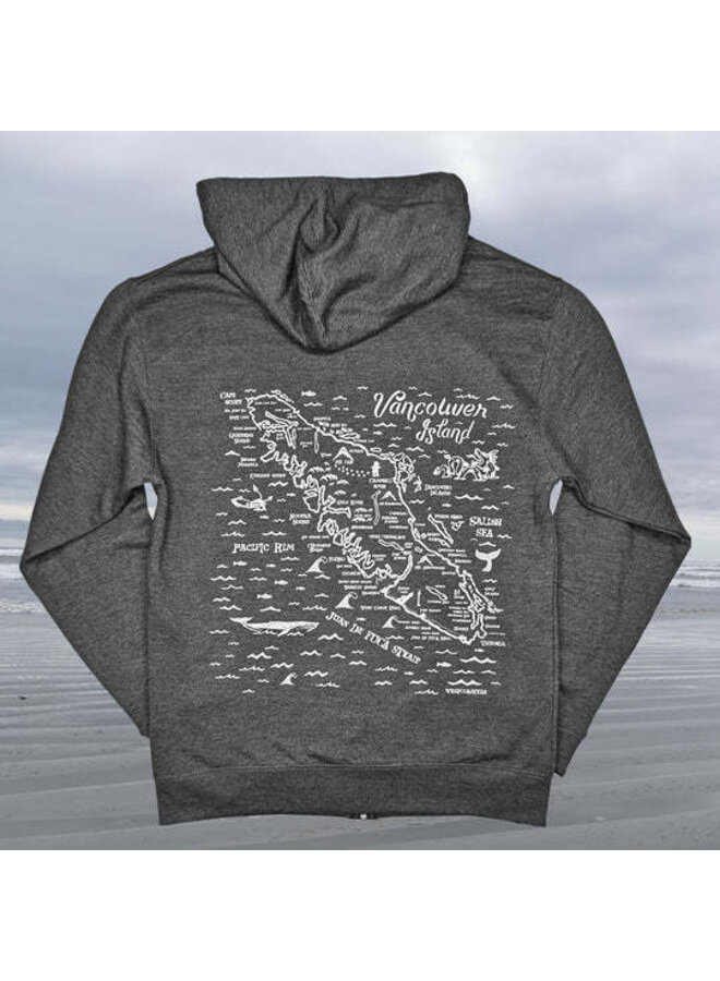 Van Isle Map Zip Up Unisex Hoodie
