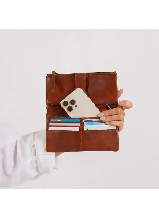 Cyndy Leather Wallet Cognac