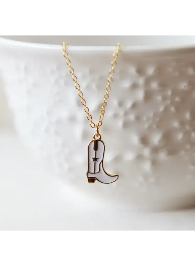Cowboy Boot Necklace Gold