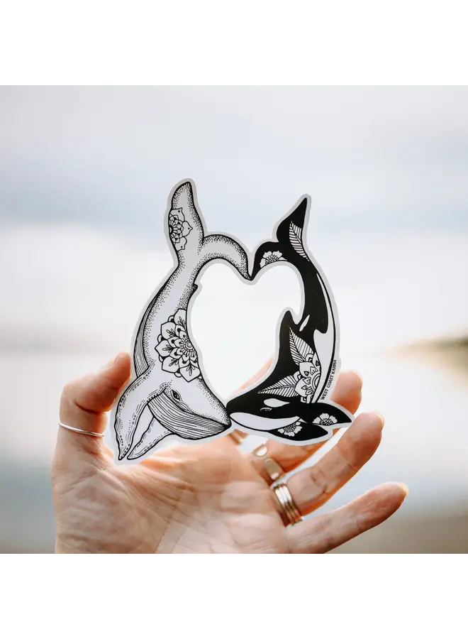 Orca and Humpback Heart Sticker