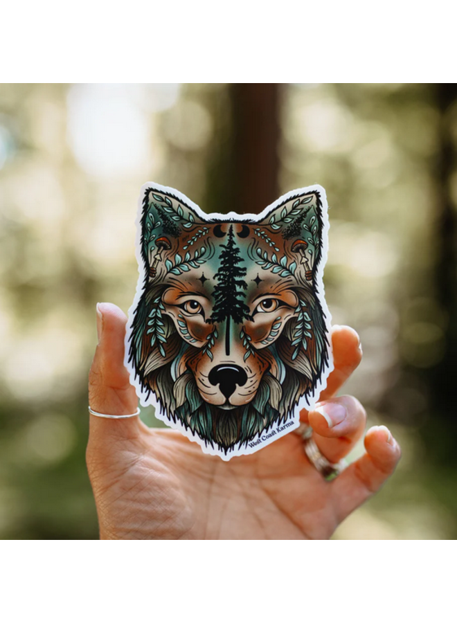 Colourful Forest Wolf Sticker