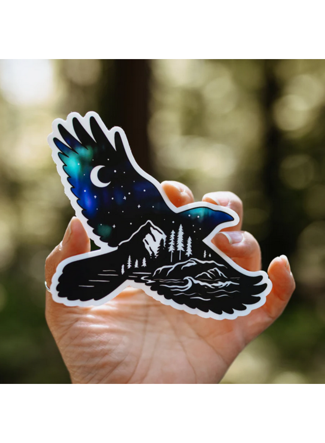 Northern Lights Nature Raven Sticker