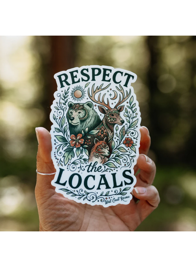 Respect The Locals Forest Animals Colourful Sticker