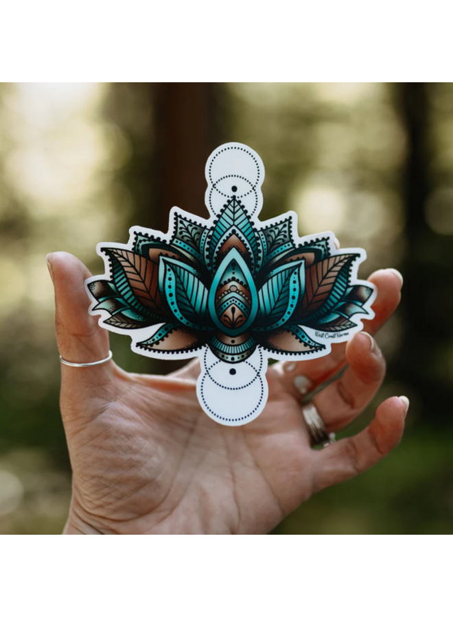 Blue Geometric Lotus Clear Sticker
