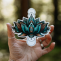 Blue Geometric Lotus Clear Sticker
