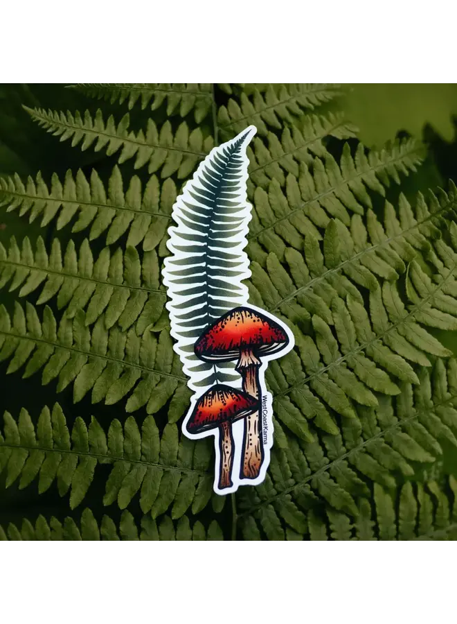 Mushroom Fern Colourful Sticker