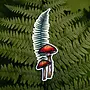 Mushroom Fern Colourful Sticker