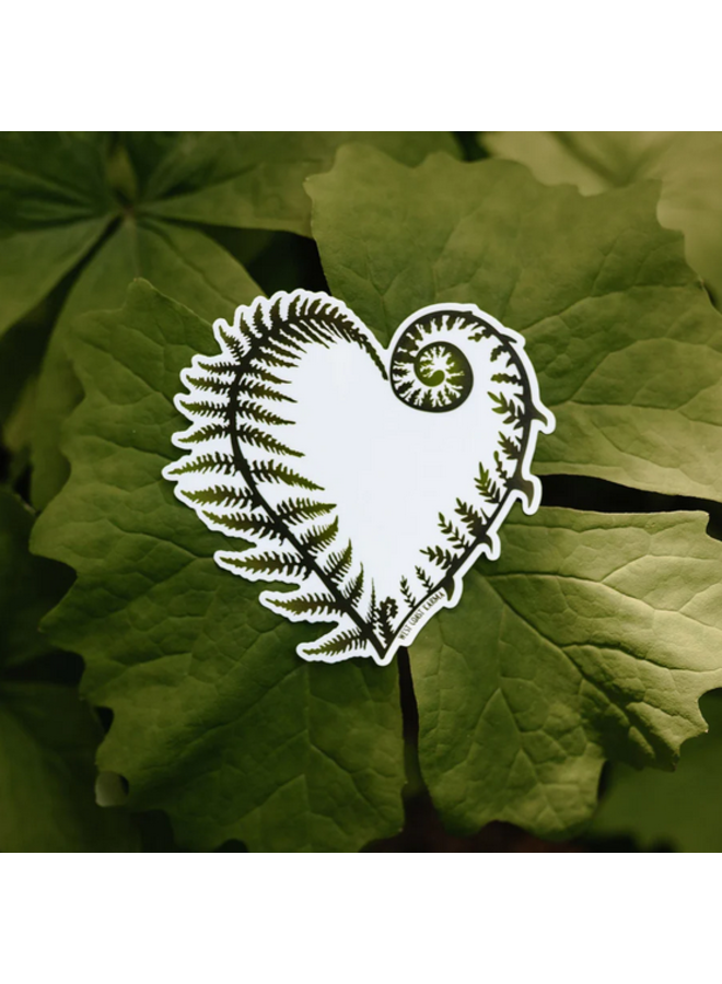 Fern Heart Vinyl Sticker Green Colour