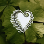Fern Heart Vinyl Sticker Green Colour
