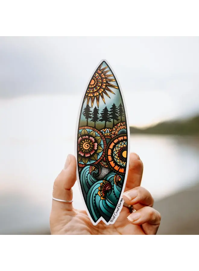 Nature Surf Board Colourful Sticker