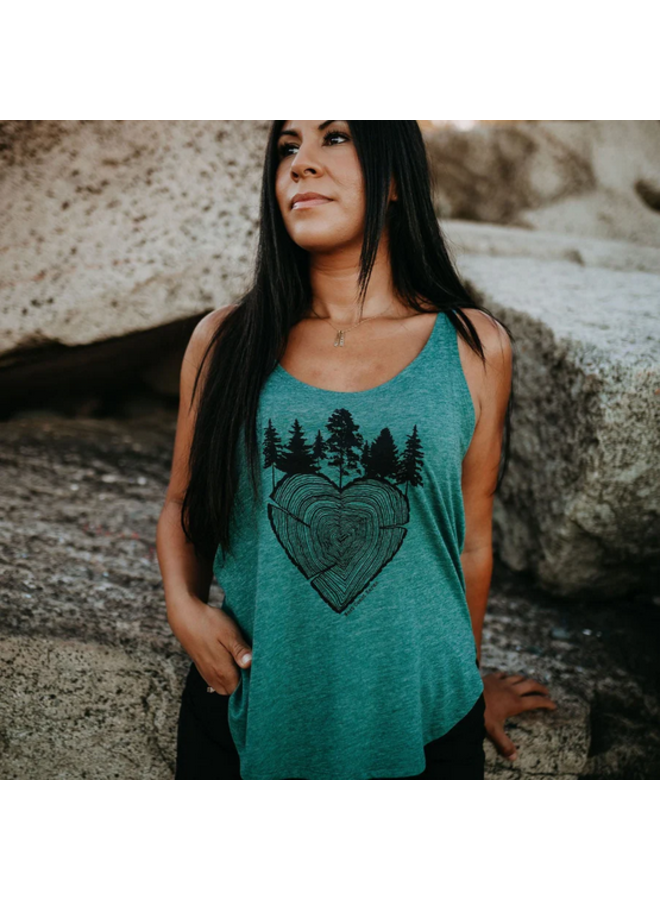 Tree Ring Heart Festival Tank in Royal Pine XS