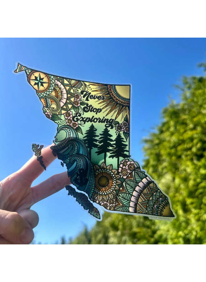 "Never Stop Exploring" British Columbia Decal