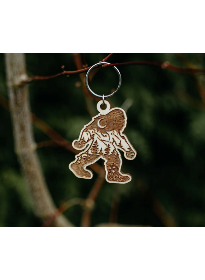 Sasquatch Wooden Keychain