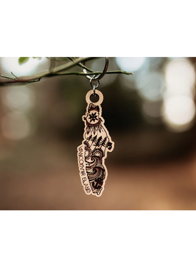 Vancouver Island Wooden Keychain