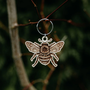 Sunflower Bee Wooden Keychain