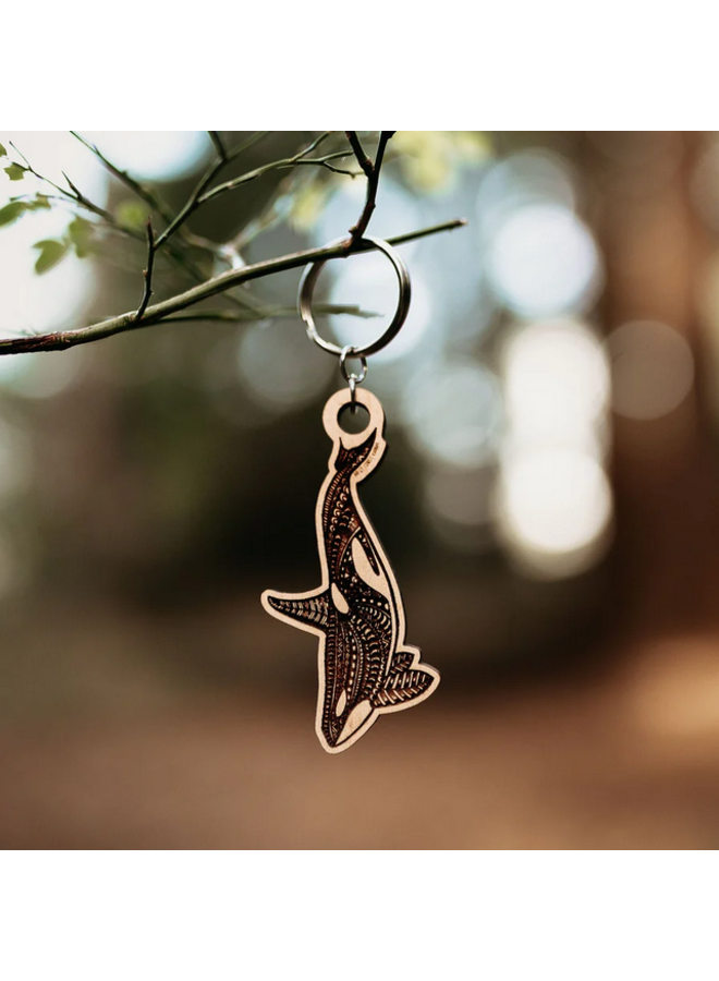 Orca Wooden Keychain