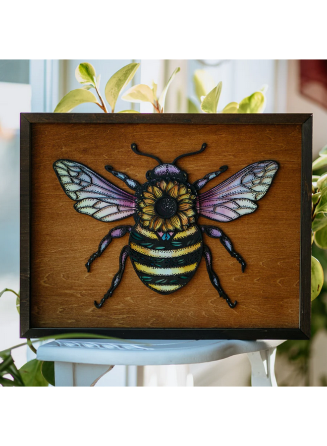 Sunflower Bee 3D Wood Art