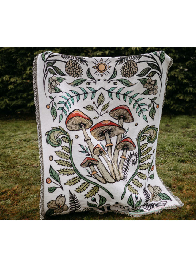 Cottage Mushroom 100% Cotton Woven Blanket