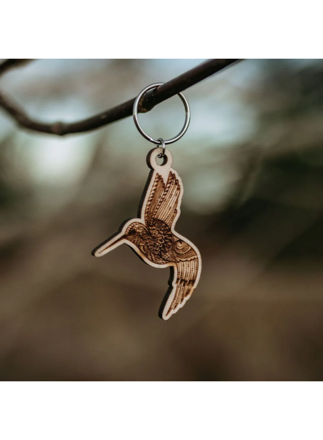Hummingbird Wooden Keychain