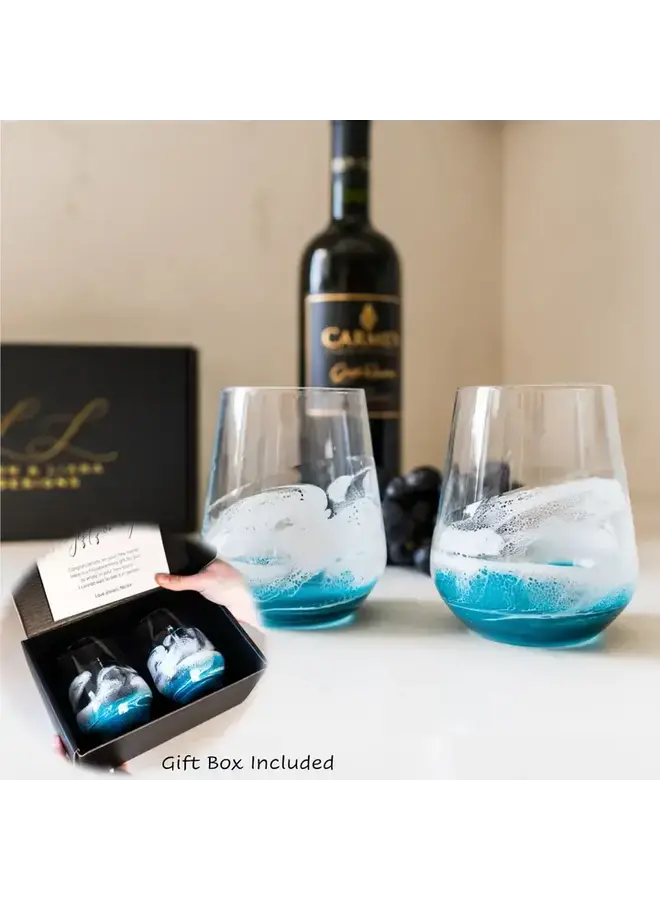 Resin Accented Wine Glass 2 Pack
