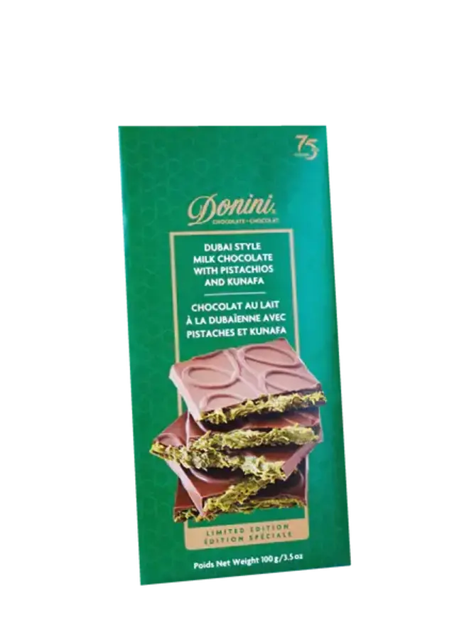 Donini Dubai Style Milk Chocolate with Pistachios and Kunafa Bar 100g