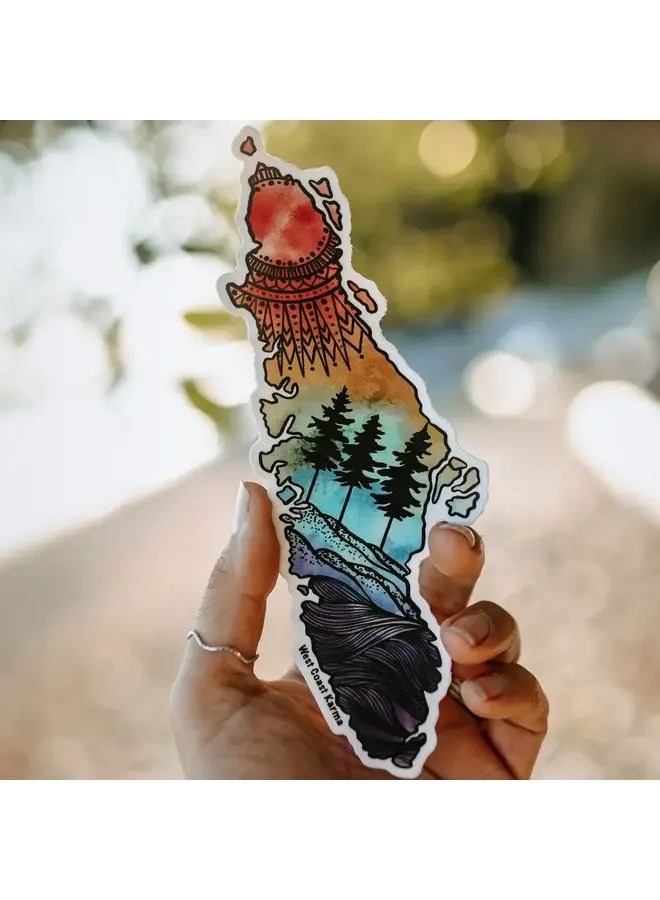 Watercolour Vancouver Island Rainbow Sticker