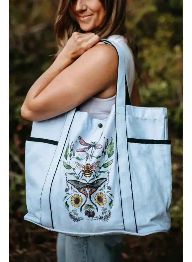 Flying Fauna Large Canvas Tote Bag