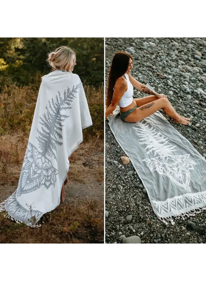 Slate Grey Tree Mandala 100% Cotton Turkish Towel