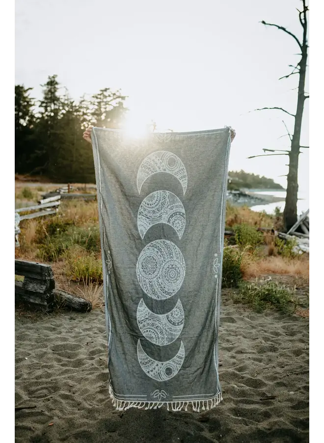 Navy Mandala Moon Phase 100% Cotton Turkish Towel