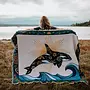 Retro Orca 100% Cotton Woven Blanket