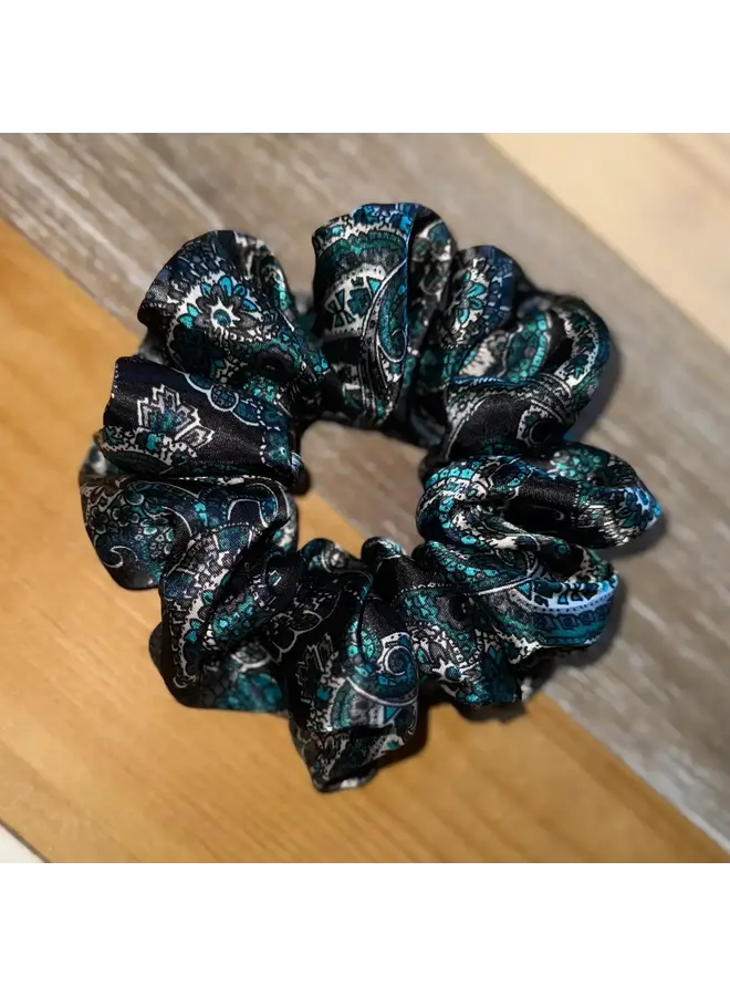 Black and Blue Paisley Scrunchie
