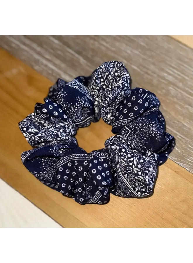 Blue Bandana Scrunchie