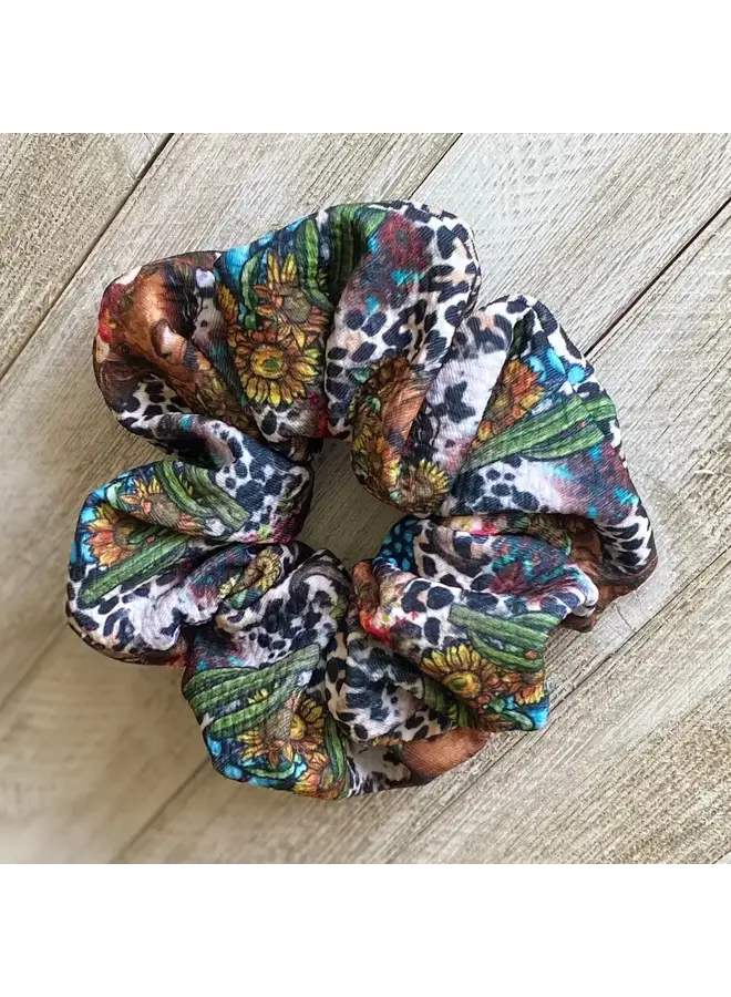 Cactus Cow Print Scrunchie