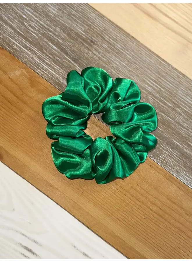 Green Silk Scrunchie